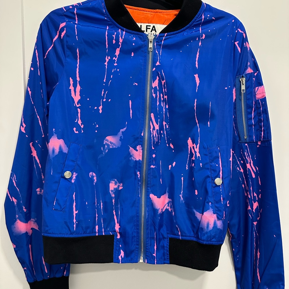 LFA New York Blue & Pink Splatter Silk Jacket